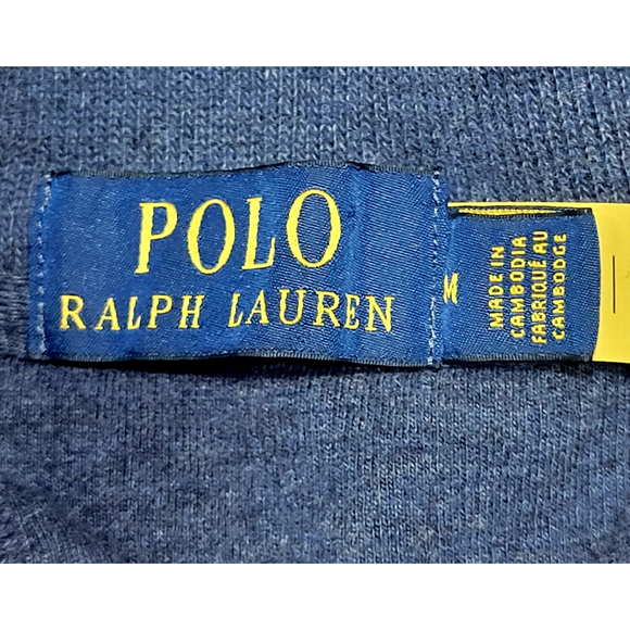 Polo Ralph Lauren Blue Pony Men's Quarter-Zip Pullover Sweater Blue Size M - Picture 3 of 4